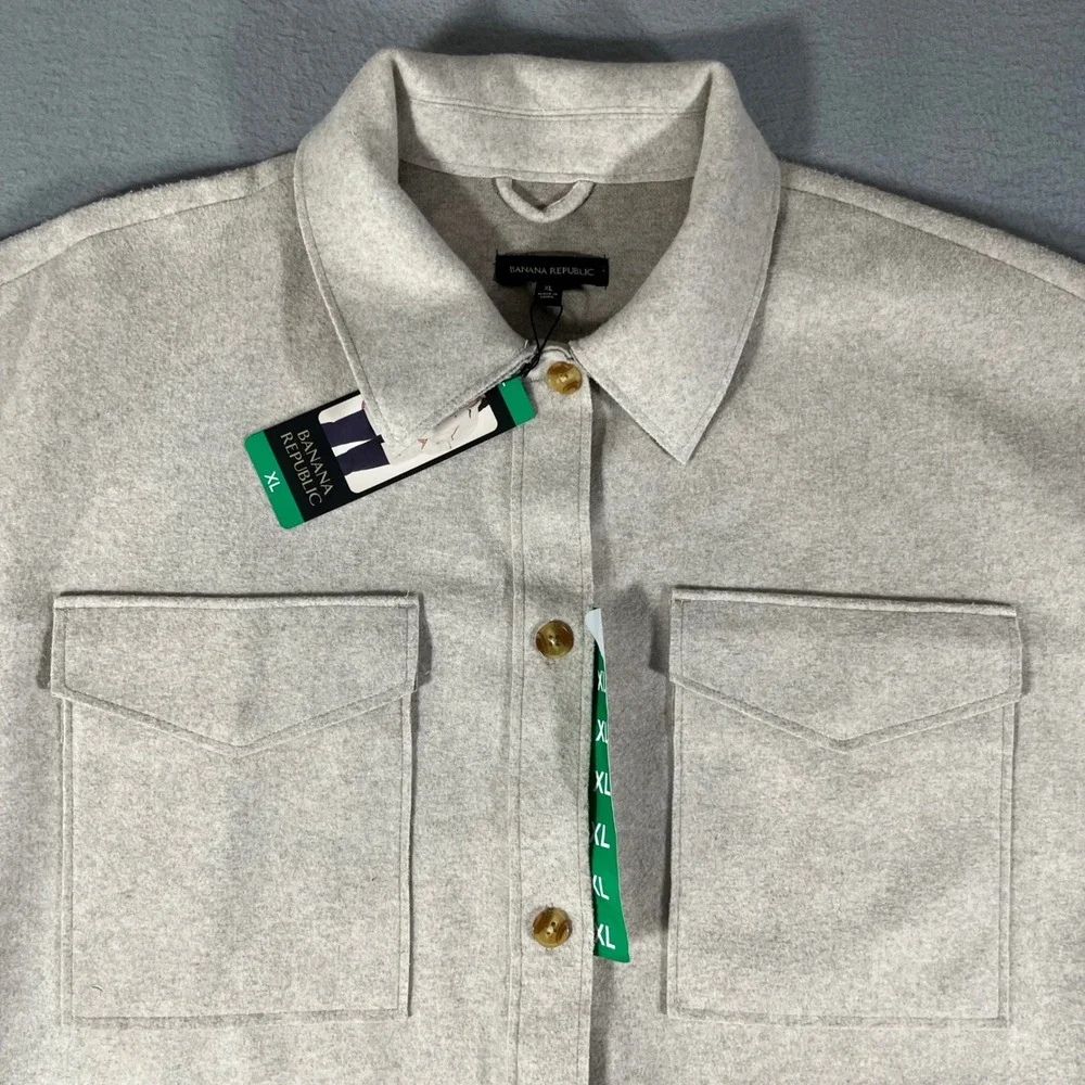 Banana Republic ladies' Utility Shacket Jacket 4 pocket sand‎ Button Front XL - Picture 4 of 12